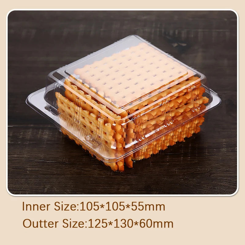 100Pcs Disposable Plastic Cake Packing Boes Clear Fruit Salad Bread Box Takeway Bento Boxes Party Cookie Cake Food Container