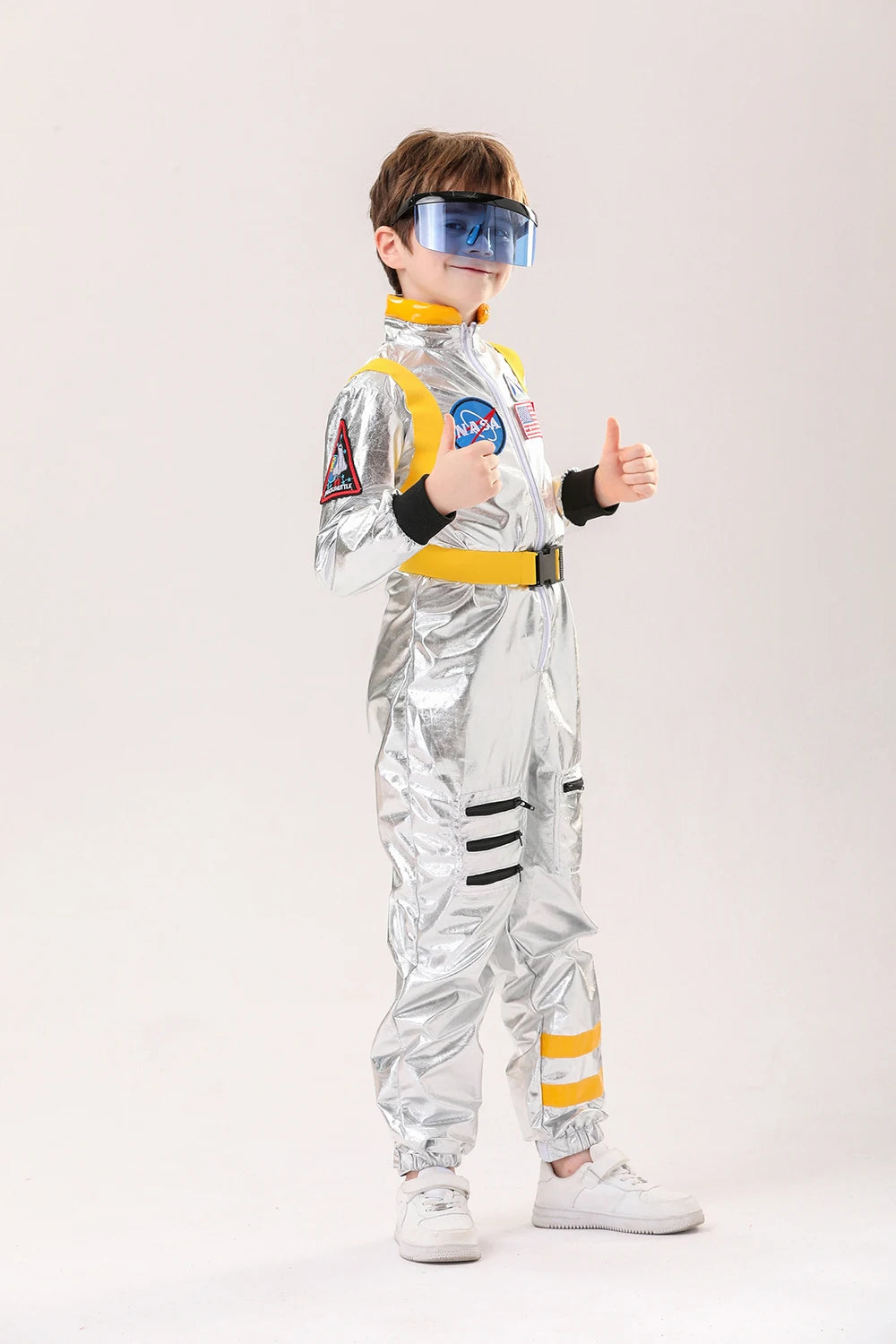 Astronaut Costume Kids Astronaut Silver Jumpsuit Space Themed Party Dress Up Boys Girls Spaceman Cosplay Children Space Suit