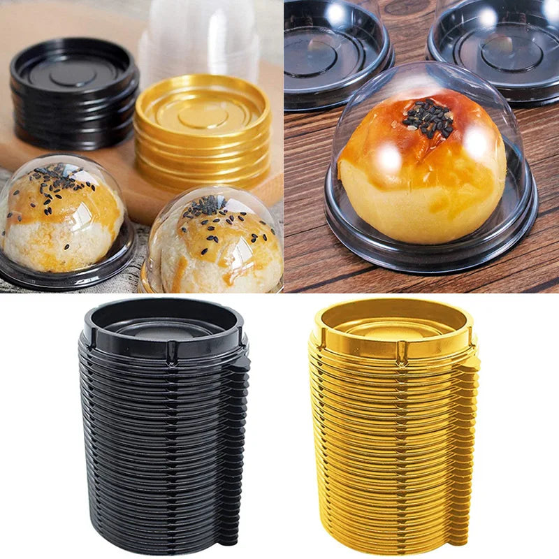 50-300pcs Packing Boxes Transparent Plastic Egg Yolk Crisp Moon Cake Boxes Disposable Dessert Packaging Mousse Trays Container