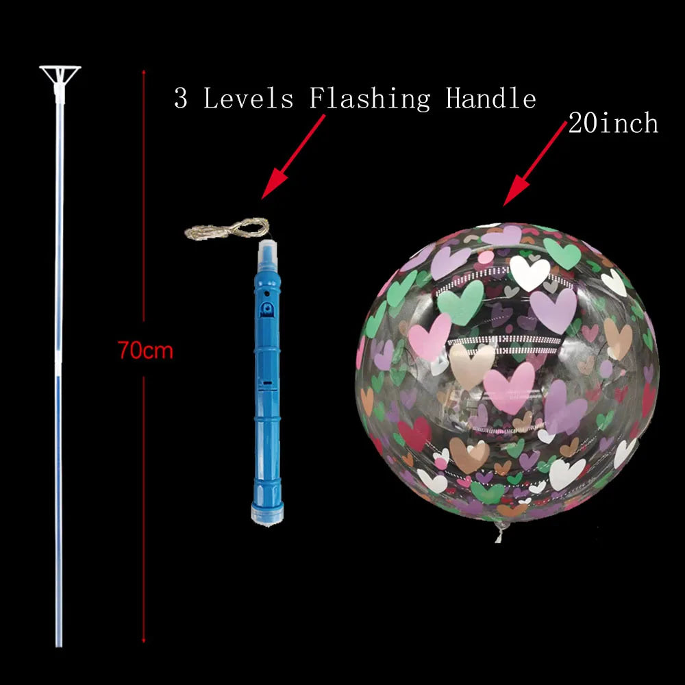 1/5/10/20/30pcs LED Light Up BoBo Balloons Colorful 3 Levels Flashing Handle 20 Inches Bubble Balloon 70cm Stick