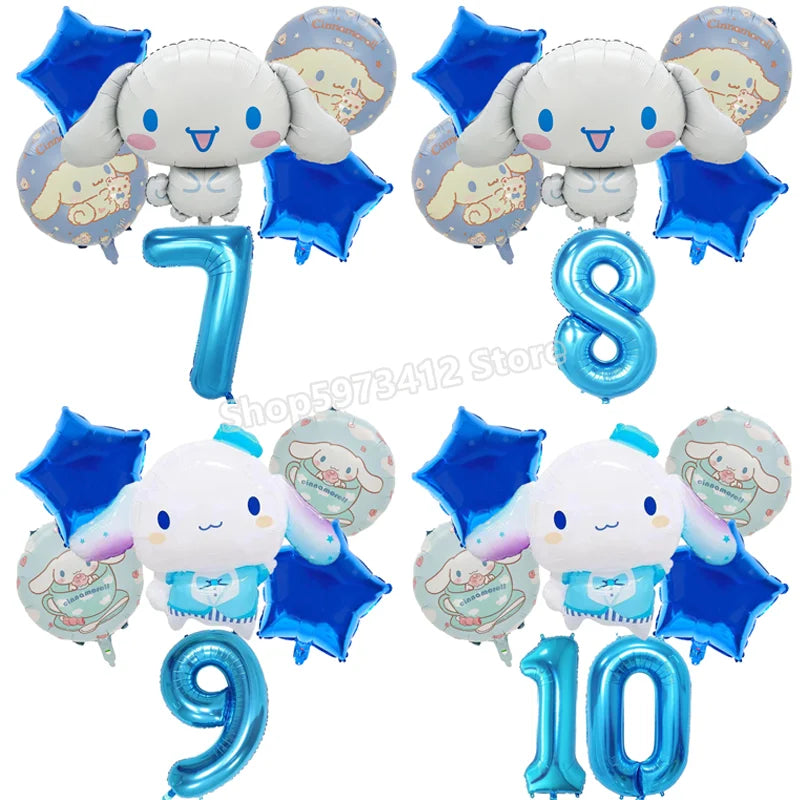 Cinnamoroll Birthday Balloons Girls Party Decoration Number Ballons Suit Cute Kawaii Ornaments Backdrop Baby Shower Decor Gift
