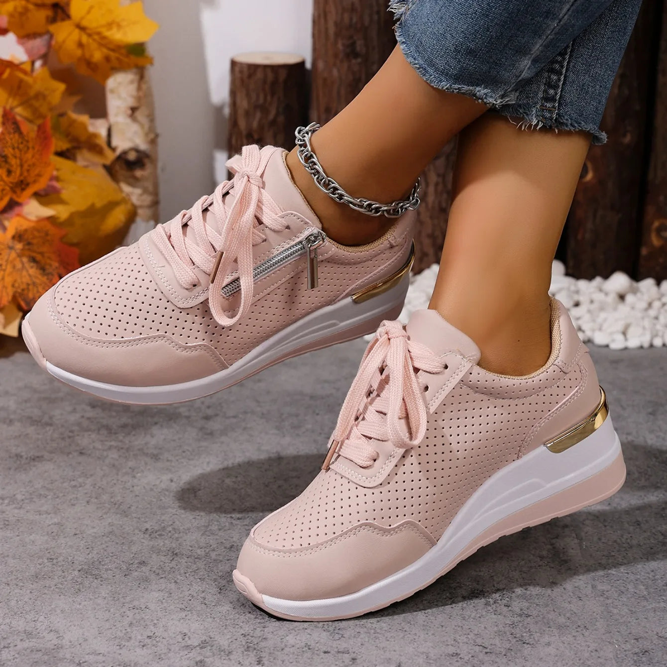 Brand Designer sneakers 2025 New Women Casual Shoes Height Increasing Sport Wedge Shoes Air Cushion Comfortable Sneakers