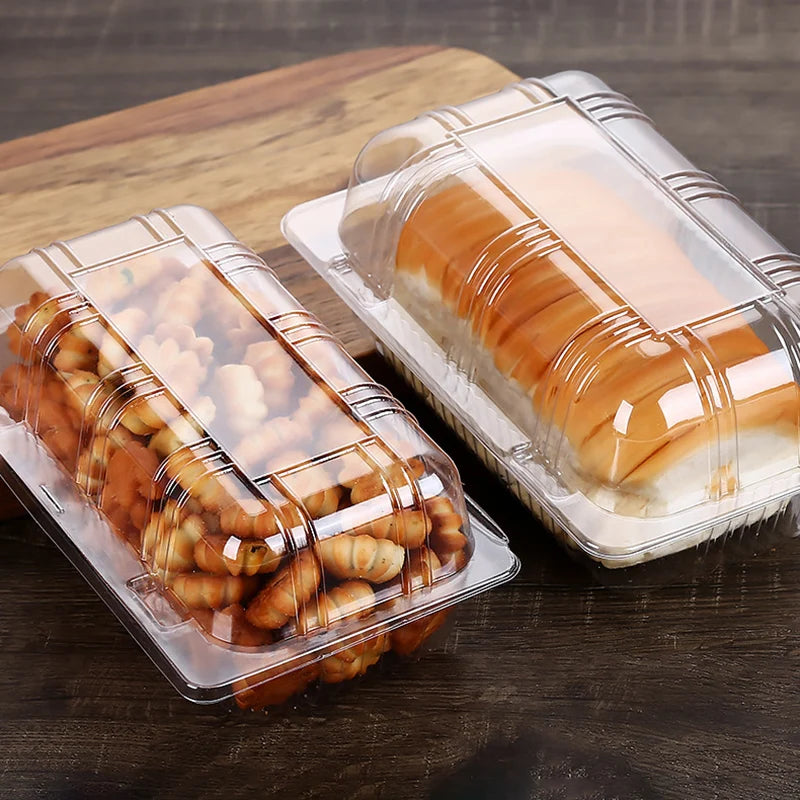100Pcs Disposable Plastic Cake Packing Boes Clear Fruit Salad Bread Box Takeway Bento Boxes Party Cookie Cake Food Container