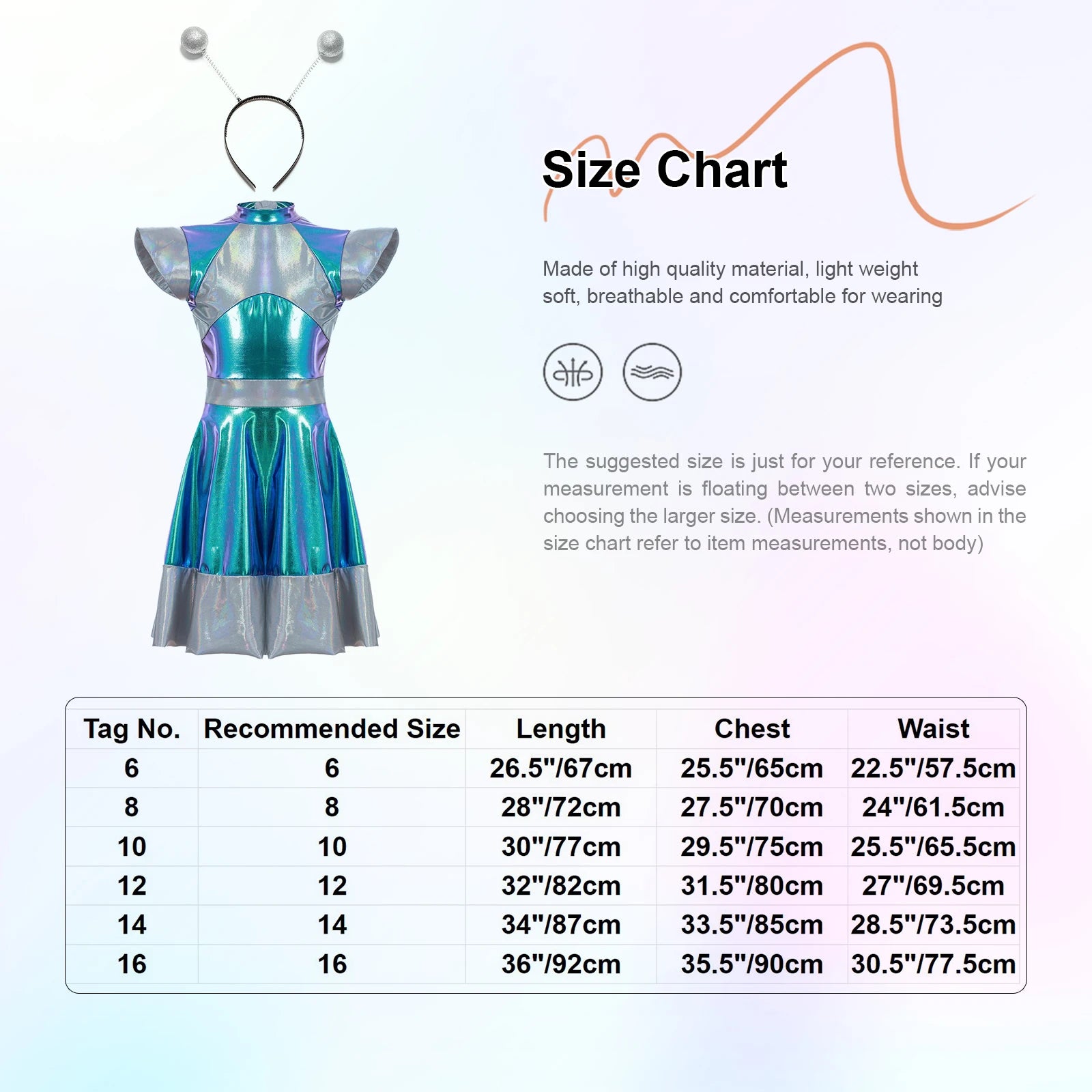 Kids Alien Cosplay Costume Outfits Boys Girls Metallic Shiny Alien Jumpsuit Halloween Full Length Bodysuit with Hair Hoop Suit