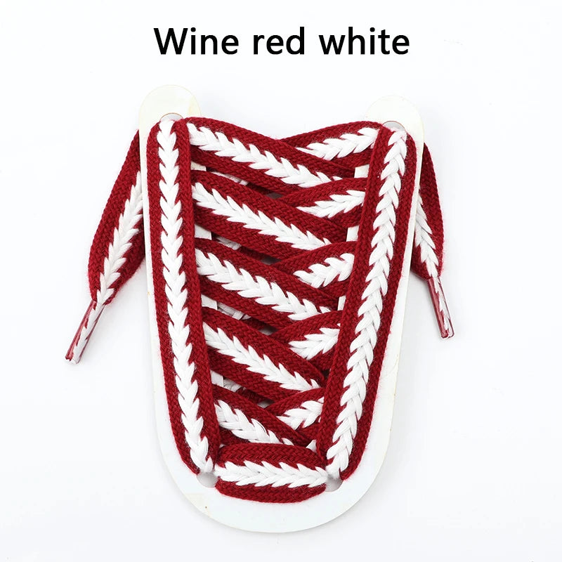 Flat Shoelaces for Sneakers Shoe laces Wide1.5cm Luxury Rainbow Shoelace For Women Man Textured Weave Color Classic Shoestrings