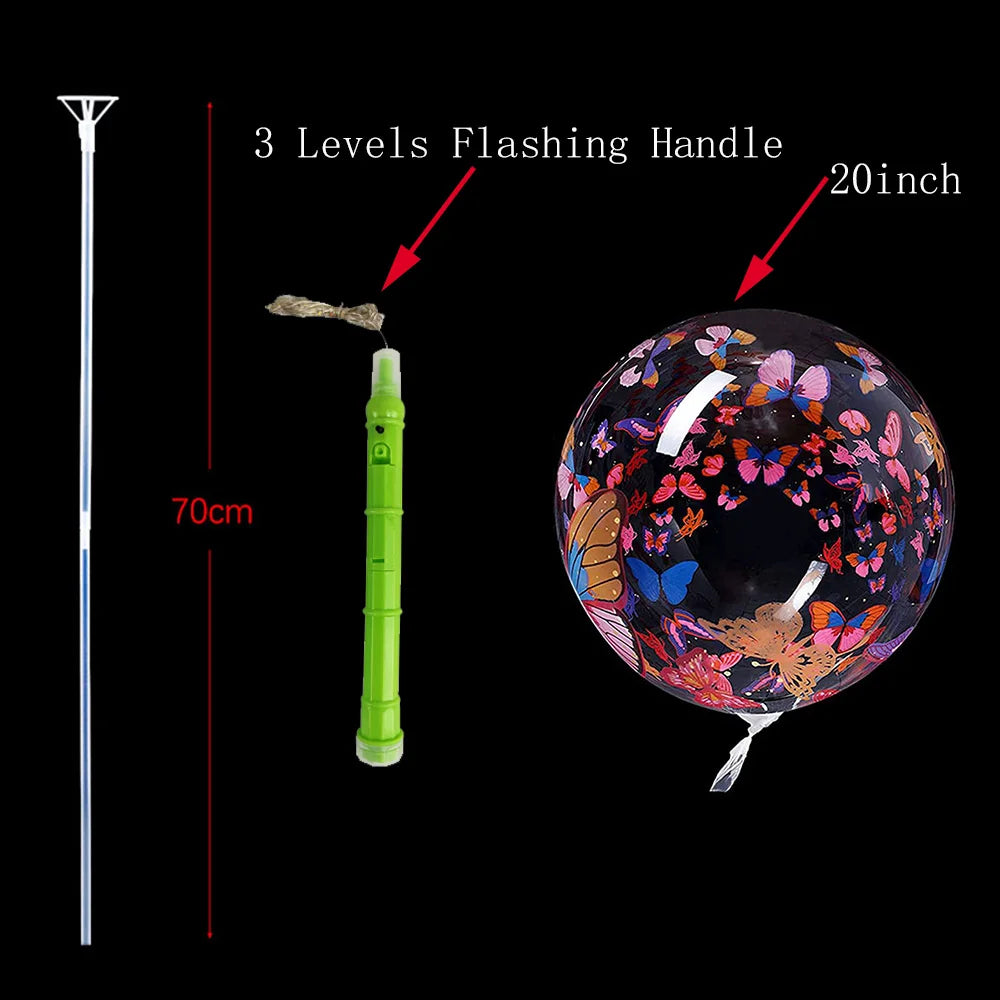 1/5/10/20/30pcs LED Light Up BoBo Balloons Colorful 3 Levels Flashing Handle 20 Inches Bubble Balloon 70cm Stick