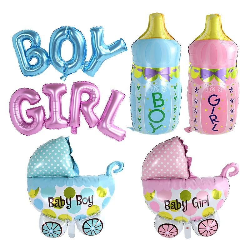 Baby Shower Balloons Set Pink Blue Boy Girl Foil Balloons Baby Bottle Balloon Gender Reveal Party Decoration1st Birthday Gifts