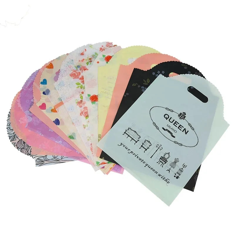 Plastic Bags for Business Shopping, Gift Packaging Bag with Handles, Jewelry Cothing Packing Pouches, 50PCs