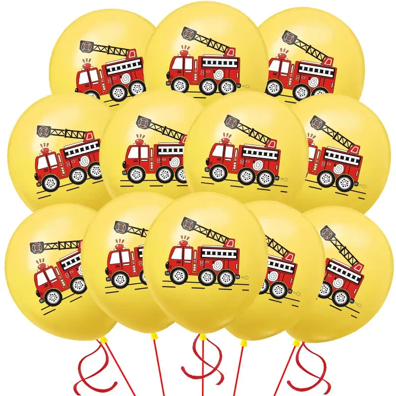 12inch Fire Truck Balloons Kit Birthday Party Decoration Latex Balloon Baby Shower Fireman Firefighter Boy Favorite Gift Supplie