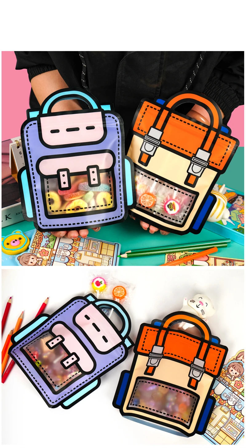 LBSISI Life,Backpack Plastic Bags For Candy Chocolate Cookie Nougat Biscuit Packing Gift Zipper Bags For Children Day,50pcs