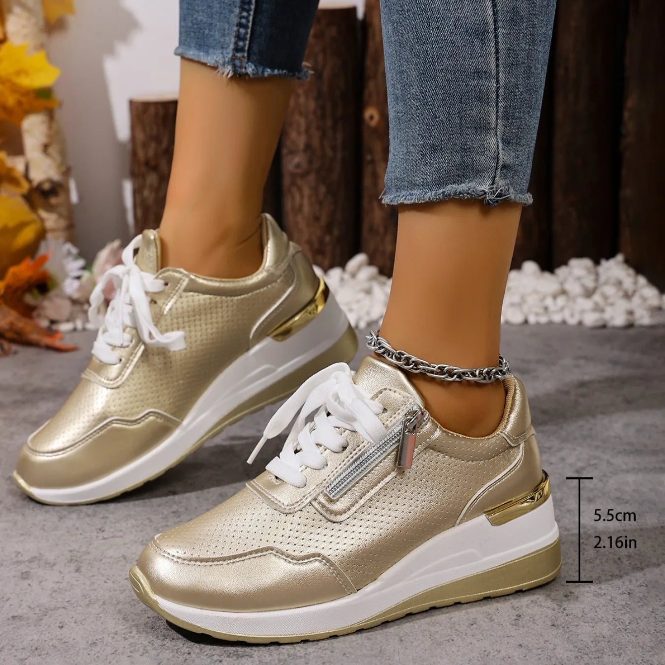 Brand Designer sneakers 2025 New Women Casual Shoes Height Increasing Sport Wedge Shoes Air Cushion Comfortable Sneakers