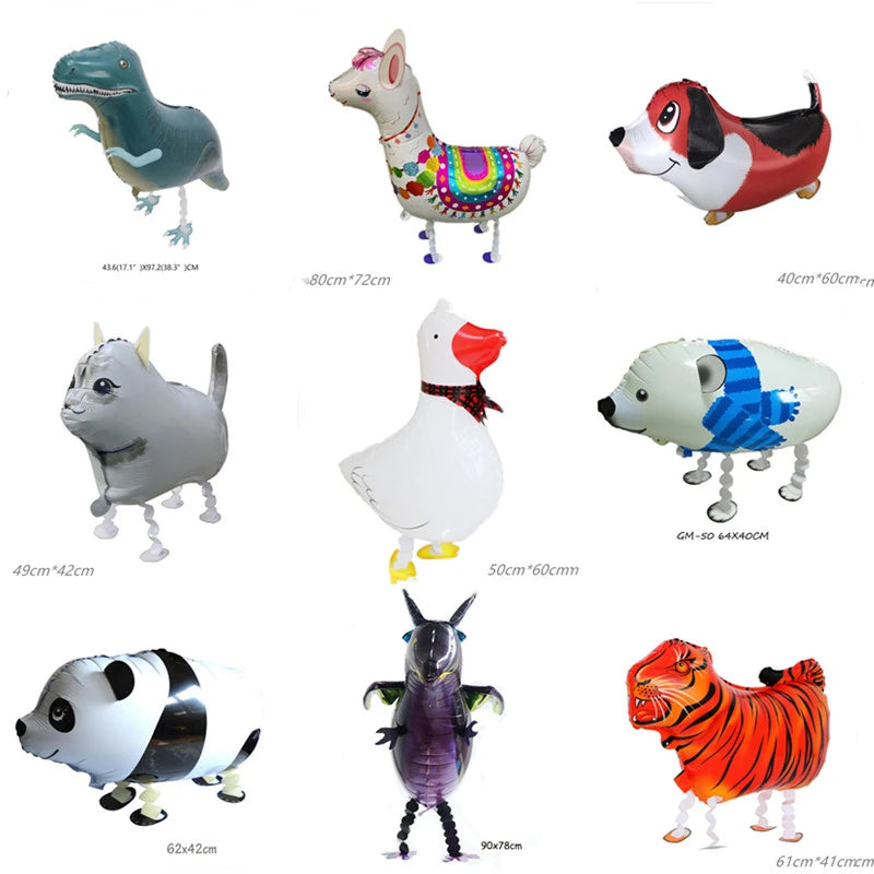 New Cartoon Aluminum Film Balloon Walking Balloon Helium Balloon Birthday Party Children's Toy Animal Pet Balloon