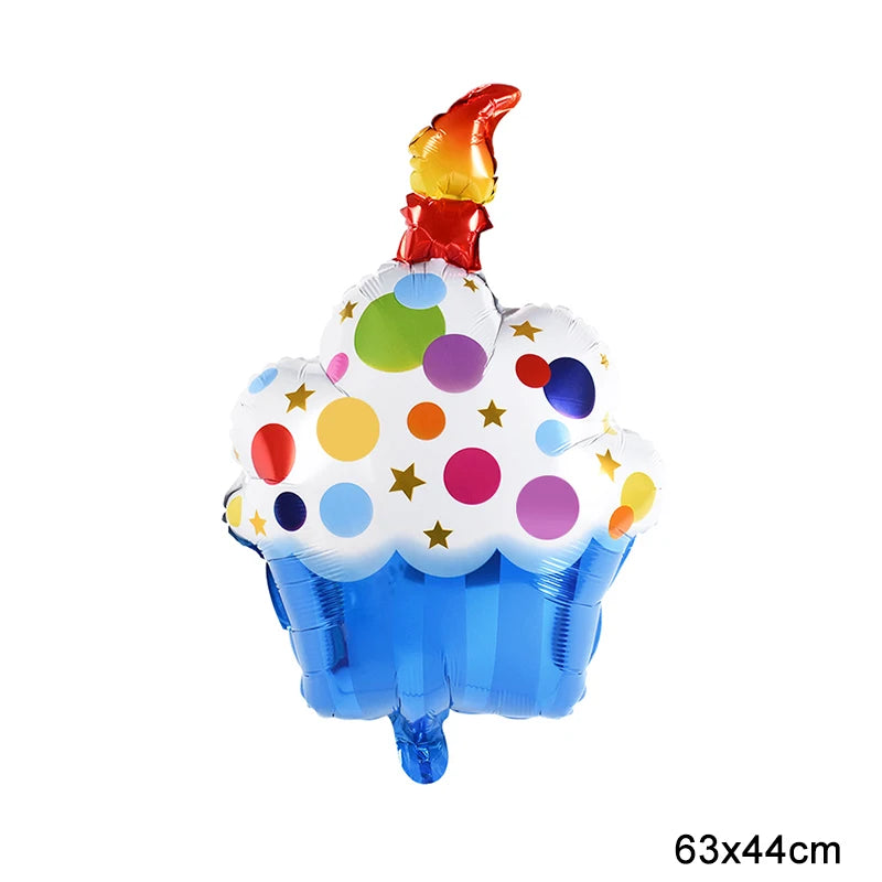 Large Birthday Cake Foil Balloons Cartoon Bear Cake Balloon Kids Toys Happy Birthday Party Decoration Supplies Photo Props INS