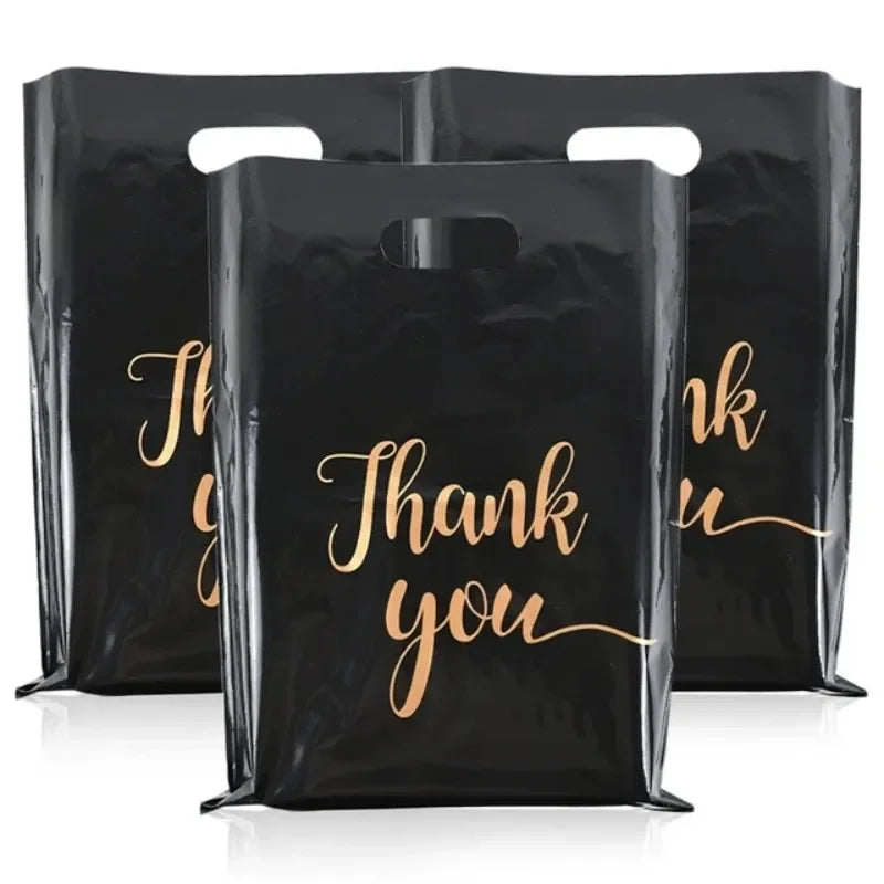 100Pcs Thank You Plastic Bags Christmas Gift Packaging Bag Bread Pack Bag Small Business Plastic Gift Decoration Bag