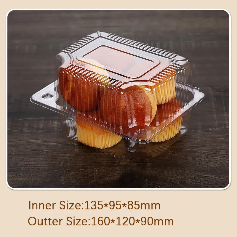 100Pcs Disposable Plastic Cake Packing Boes Clear Fruit Salad Bread Box Takeway Bento Boxes Party Cookie Cake Food Container