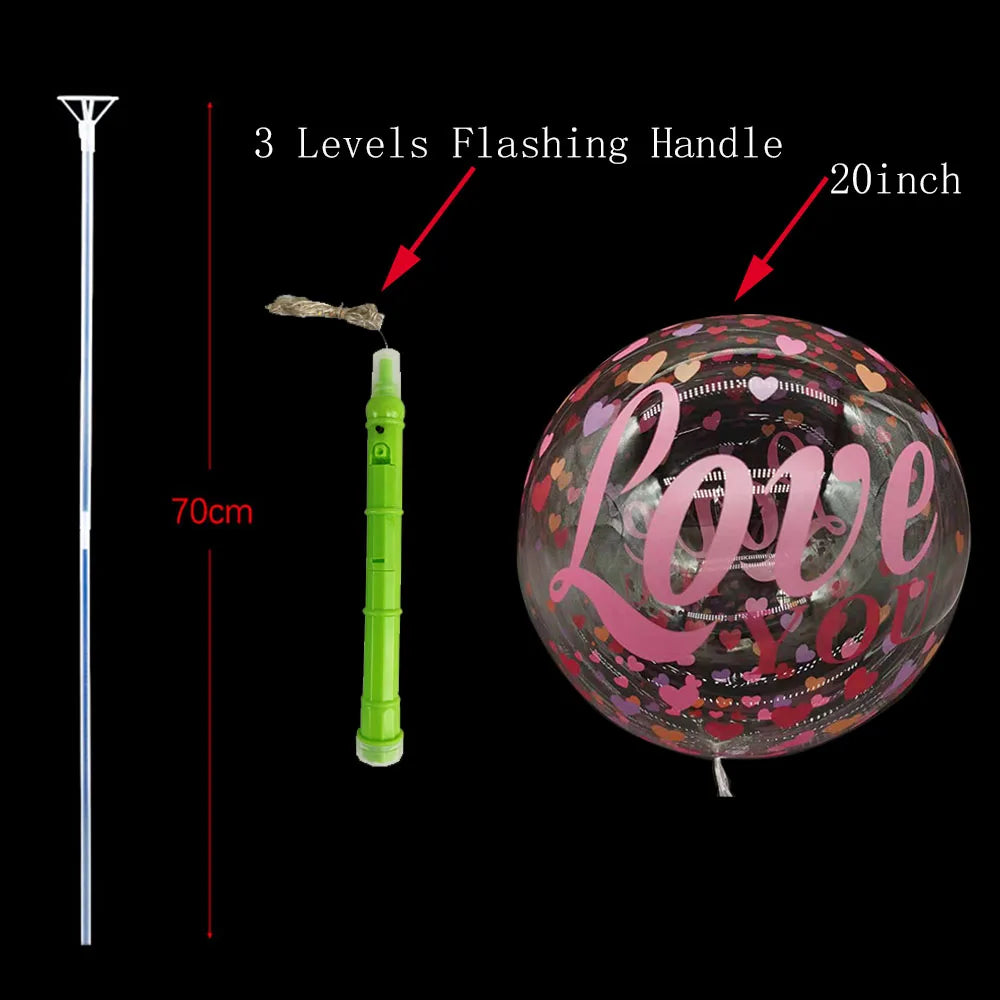 1/5/10/20/30pcs LED Light Up BoBo Balloons Colorful 3 Levels Flashing Handle 20 Inches Bubble Balloon 70cm Stick