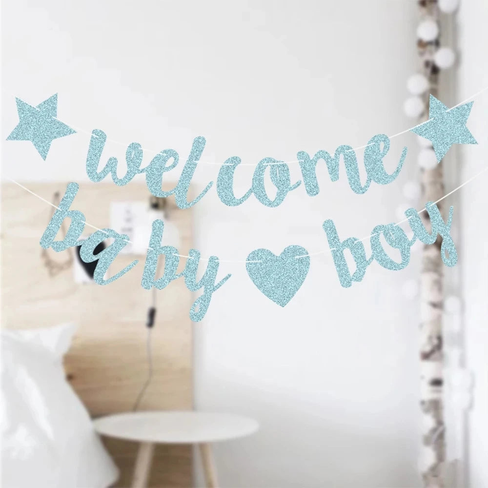 Blue Color Baby Shower Oh Baby Welcome Baby Boy Gender Reveal Party Decoration Supplies