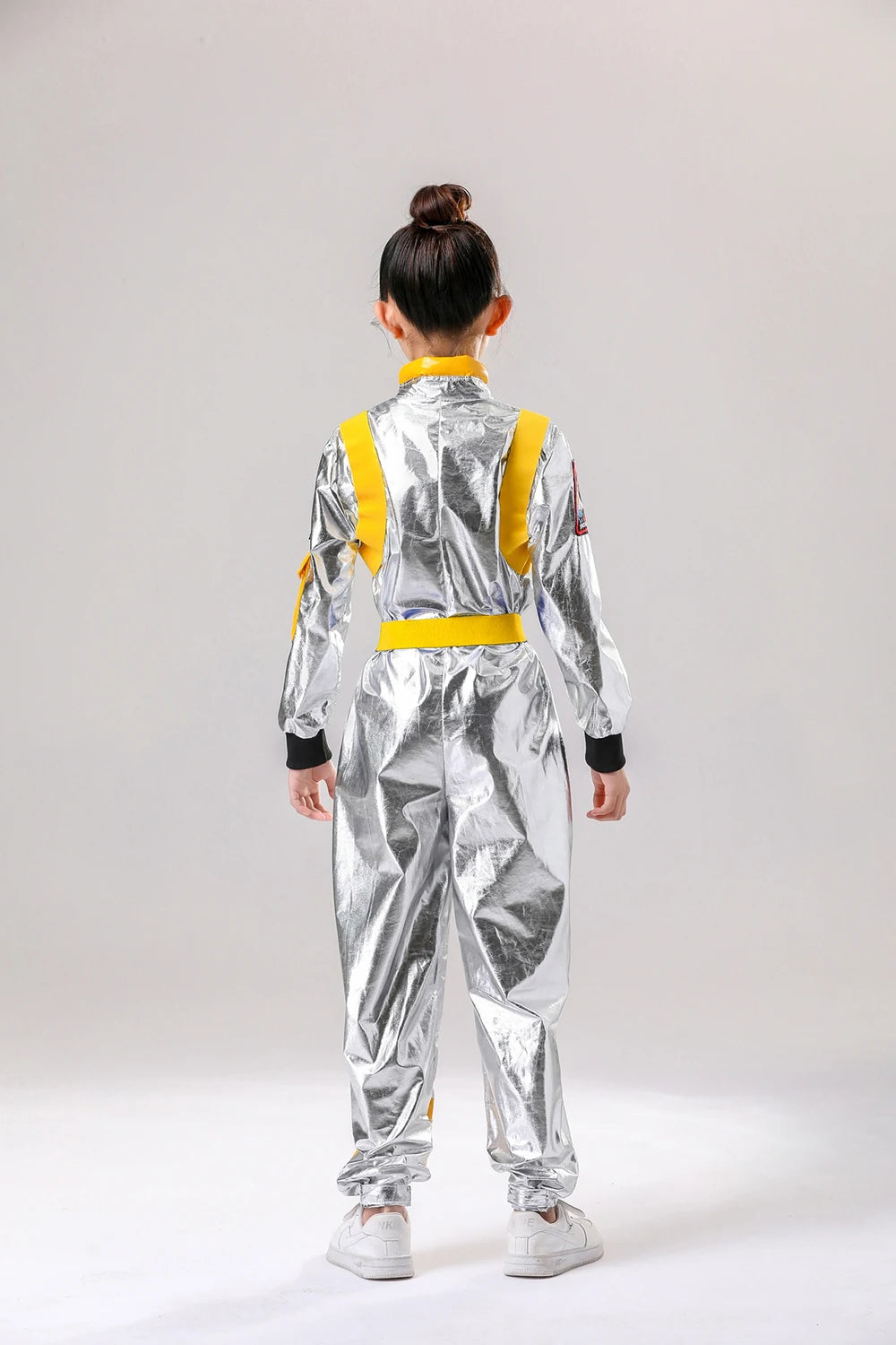 Astronaut Costume Kids Astronaut Silver Jumpsuit Space Themed Party Dress Up Boys Girls Spaceman Cosplay Children Space Suit