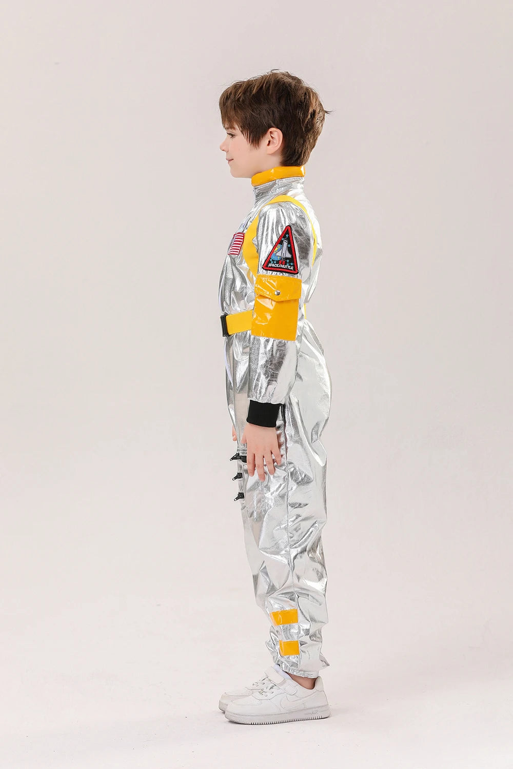 Astronaut Costume Kids Astronaut Silver Jumpsuit Space Themed Party Dress Up Boys Girls Spaceman Cosplay Children Space Suit