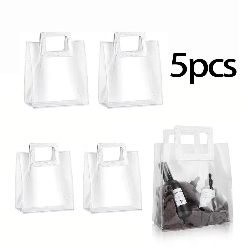 5/15 PVC Gift Bags Packing Bag with Handle Wedding Accessories Festival Souvenir Party Present Candy Jewelry Packaging Home