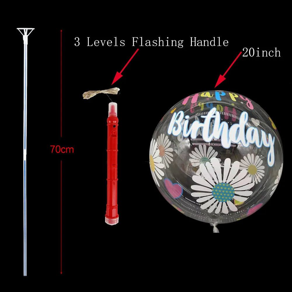 1/5/10/20/30pcs LED Light Up BoBo Balloons Colorful 3 Levels Flashing Handle 20 Inches Bubble Balloon 70cm Stick