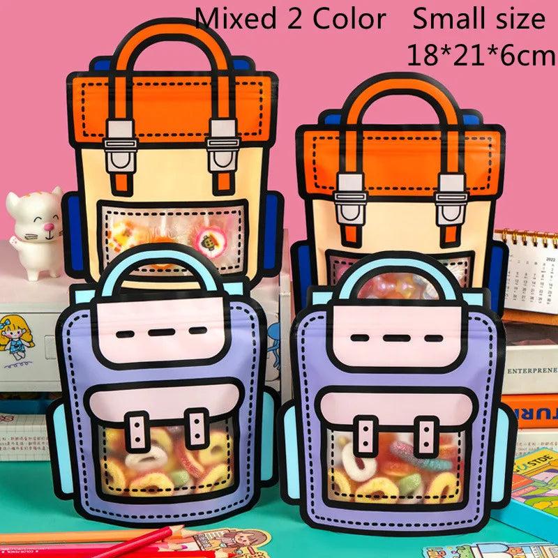 LBSISI Life,Backpack Plastic Bags For Candy Chocolate Cookie Nougat Biscuit Packing Gift Zipper Bags For Children Day,50pcs