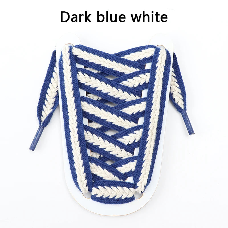 Flat Shoelaces for Sneakers Shoe laces Wide1.5cm Luxury Rainbow Shoelace For Women Man Textured Weave Color Classic Shoestrings