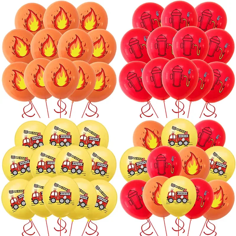 12inch Fire Truck Balloons Kit Birthday Party Decoration Latex Balloon Baby Shower Fireman Firefighter Boy Favorite Gift Supplie