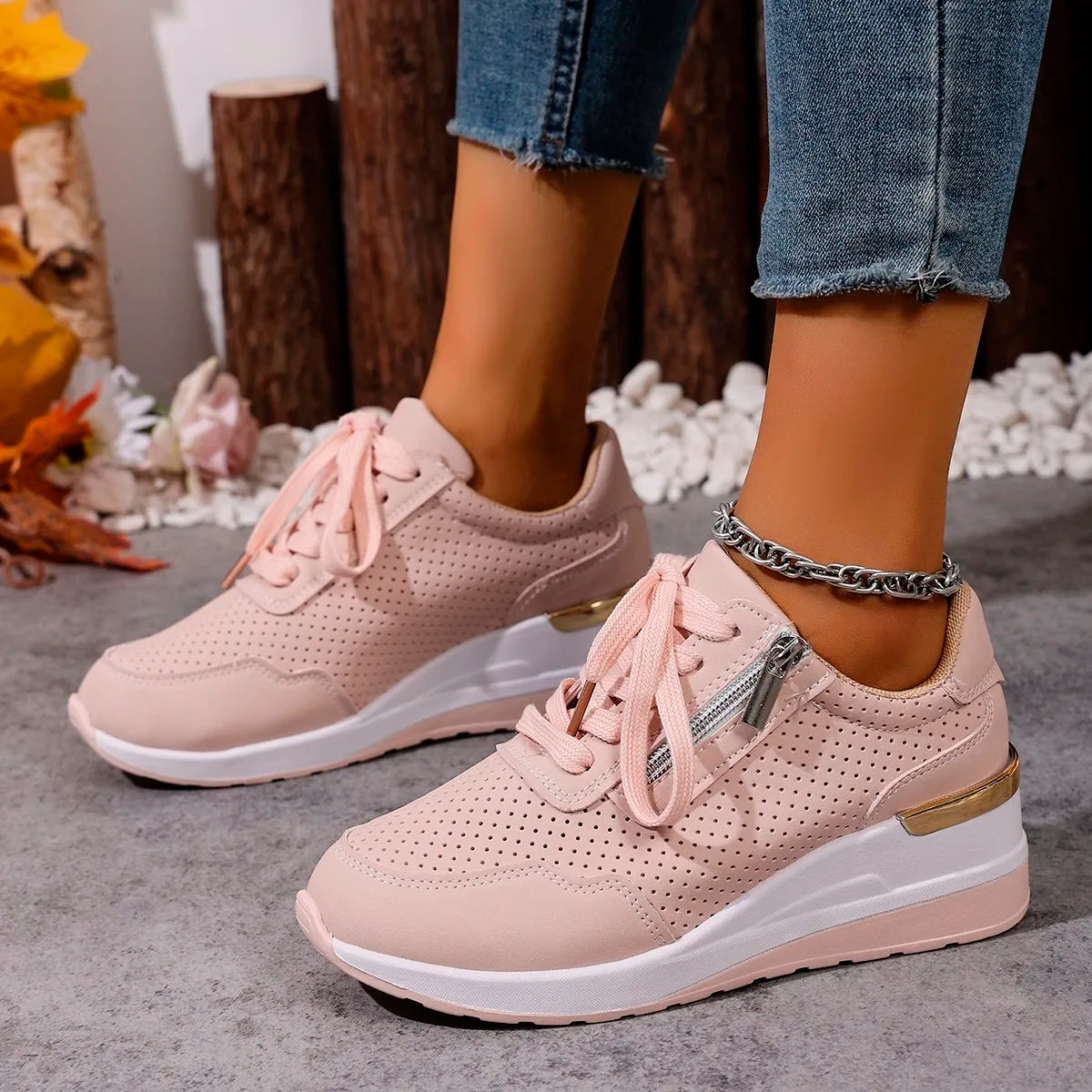 Brand Designer sneakers 2025 New Women Casual Shoes Height Increasing Sport Wedge Shoes Air Cushion Comfortable Sneakers