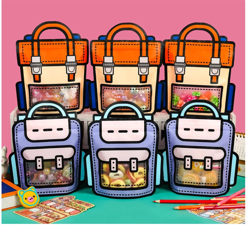 LBSISI Life,Backpack Plastic Bags For Candy Chocolate Cookie Nougat Biscuit Packing Gift Zipper Bags For Children Day,50pcs