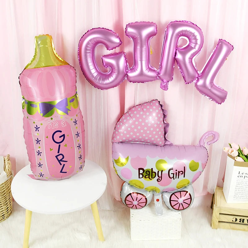 Baby Shower Balloons Set Pink Blue Boy Girl Foil Balloons Baby Bottle Balloon Gender Reveal Party Decoration1st Birthday Gifts