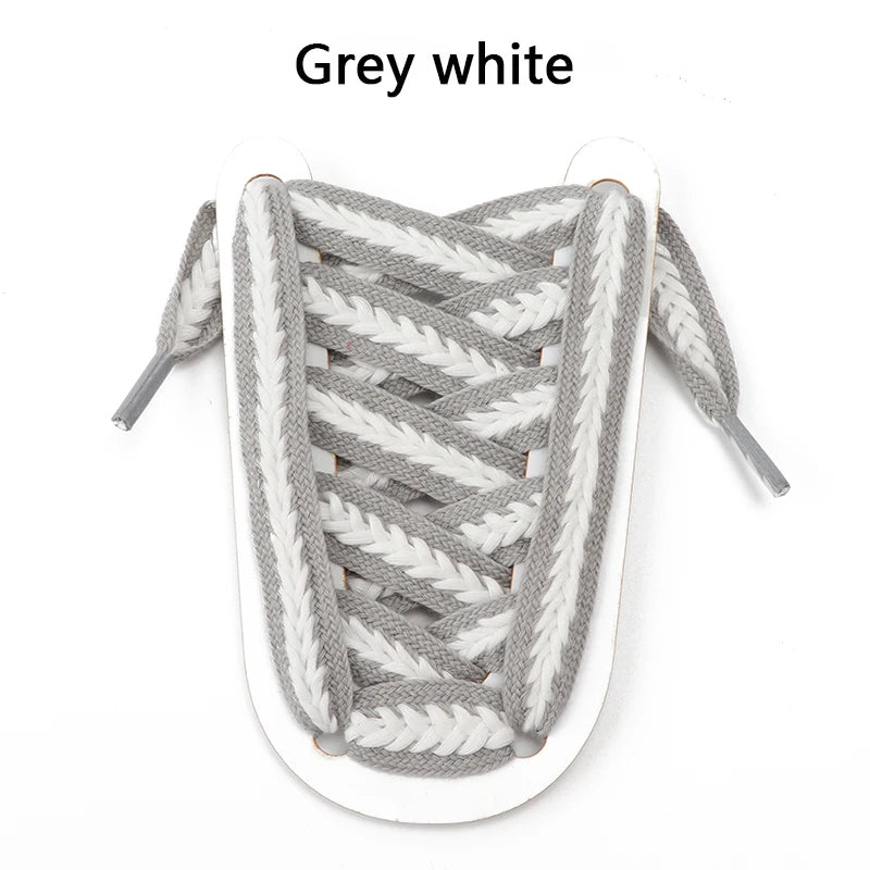 Flat Shoelaces for Sneakers Shoe laces Wide1.5cm Luxury Rainbow Shoelace For Women Man Textured Weave Color Classic Shoestrings