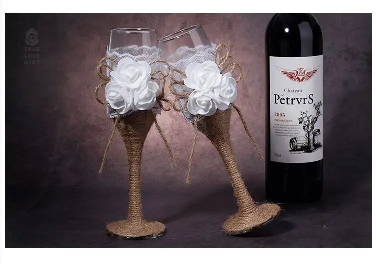 A Pair Exquisite Flute Cup Celebration Romantic Wedding Champagne Cup Lovers Glass Cup Special Gift Suitable for Wedding Party