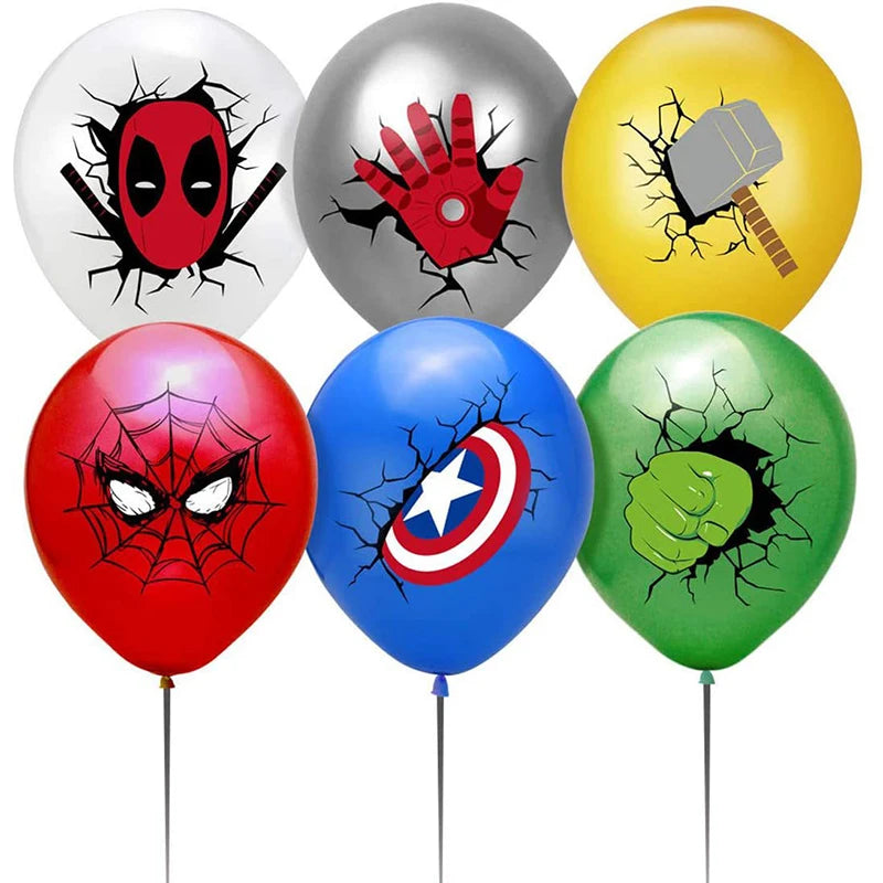 12Pcs Marvel Theme Latex Balloons Boys Birthday Party Decor Kids Toy Photo Props Baby Shower Supplies 12 inch Balloon