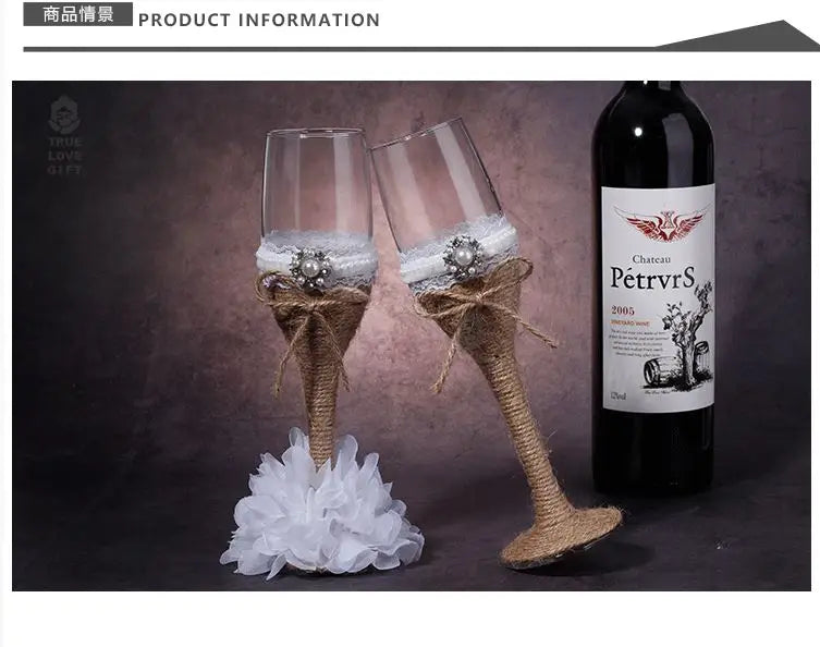 A Pair Exquisite Flute Cup Celebration Romantic Wedding Champagne Cup Lovers Glass Cup Special Gift Suitable for Wedding Party