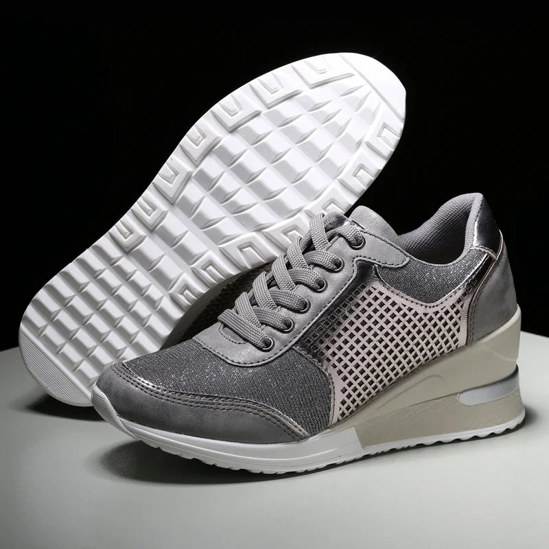 Height Increasing Women's Vulcanized Shoes Light Breathable  Walking Shoes Platform Shoes for Women Wedge Sneakers Handmade