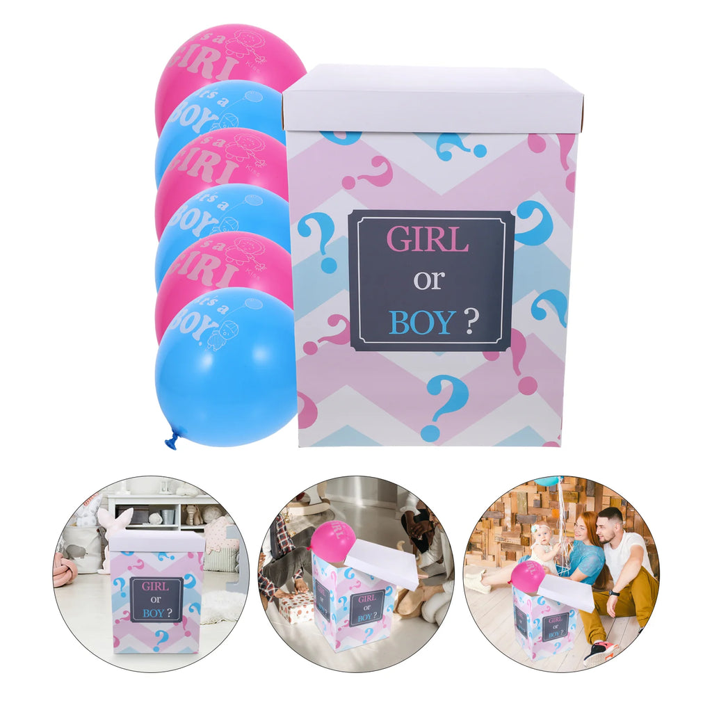 1 Set Baby Shower Gender Reveal Box BOY OR GIRL Baby Balloon Box for Baby Shower