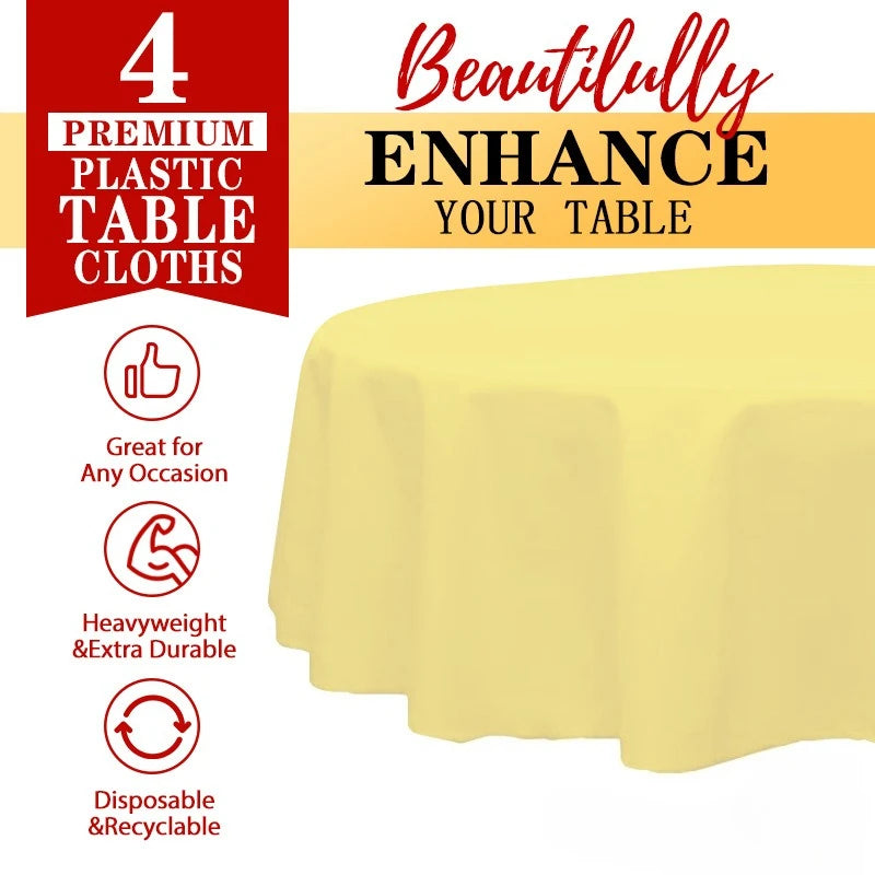 10pcs Plastic Table Cloth Disposable - 10 Pack, Disposable Table Cloths for Parties, Weddings,84'' White PlasticTablecloth,White
