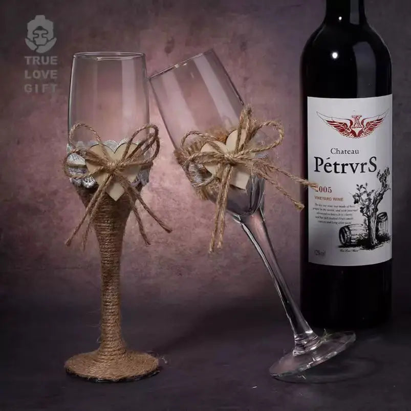 A Pair Exquisite Flute Cup Celebration Romantic Wedding Champagne Cup Lovers Glass Cup Special Gift Suitable for Wedding Party