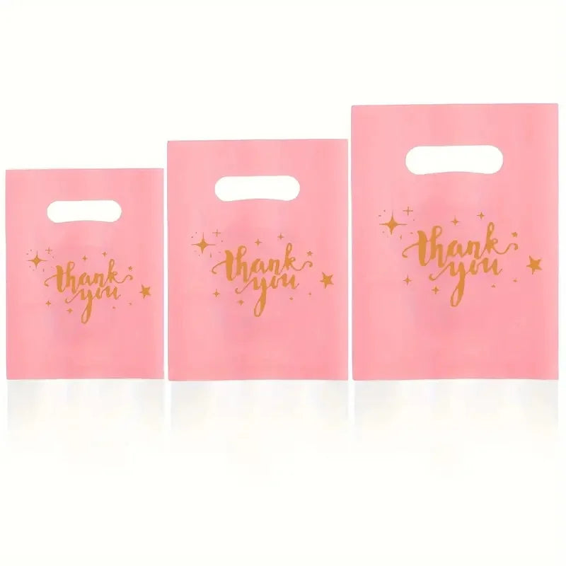 12/30/60/100 pieces durable plastic bag with handle-small business, retail store, boutique, gift, shopping promotion party