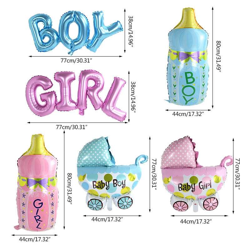 Baby Shower Balloons Set Pink Blue Boy Girl Foil Balloons Baby Bottle Balloon Gender Reveal Party Decoration1st Birthday Gifts