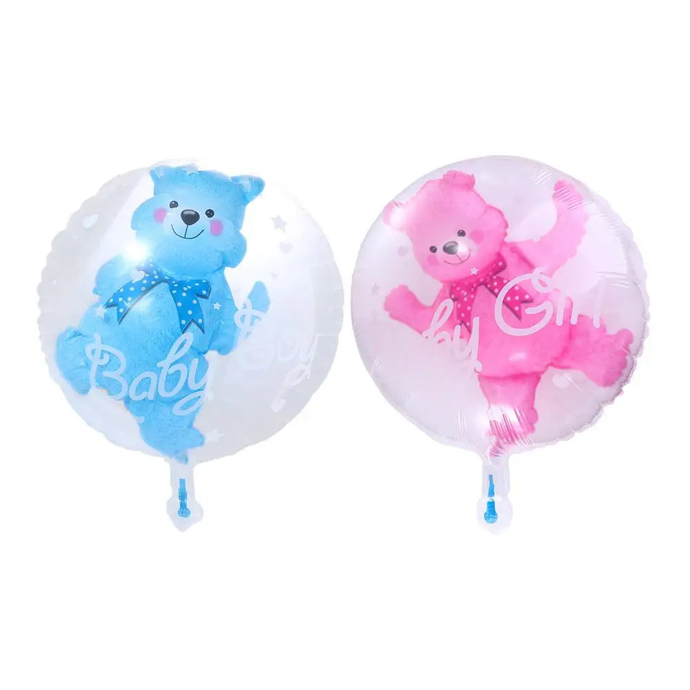 Decoration  Birthday Transparent Double Bubble Foil Blue Pink Bear Balloons Party Supplies Globos