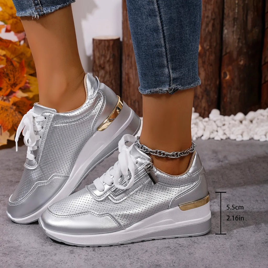 Brand Designer sneakers 2025 New Women Casual Shoes Height Increasing Sport Wedge Shoes Air Cushion Comfortable Sneakers