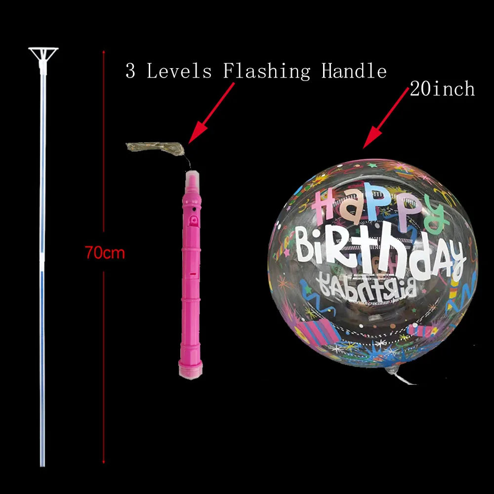 1/5/10/20/30pcs LED Light Up BoBo Balloons Colorful 3 Levels Flashing Handle 20 Inches Bubble Balloon 70cm Stick