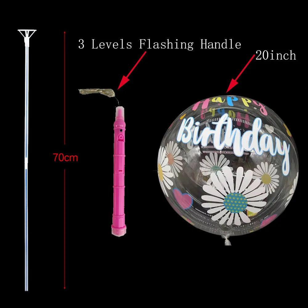 1/5/10/20/30pcs LED Light Up BoBo Balloons Colorful 3 Levels Flashing Handle 20 Inches Bubble Balloon 70cm Stick