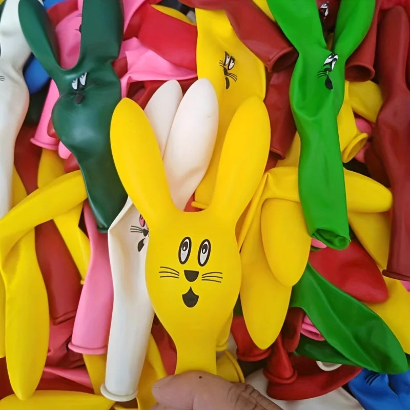 10pcs Cute Bunny Head Balloons - Perfect for Easter Celebrations and Festive Decorations with Long Ears Design
