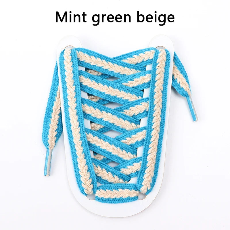 Flat Shoelaces for Sneakers Shoe laces Wide1.5cm Luxury Rainbow Shoelace For Women Man Textured Weave Color Classic Shoestrings