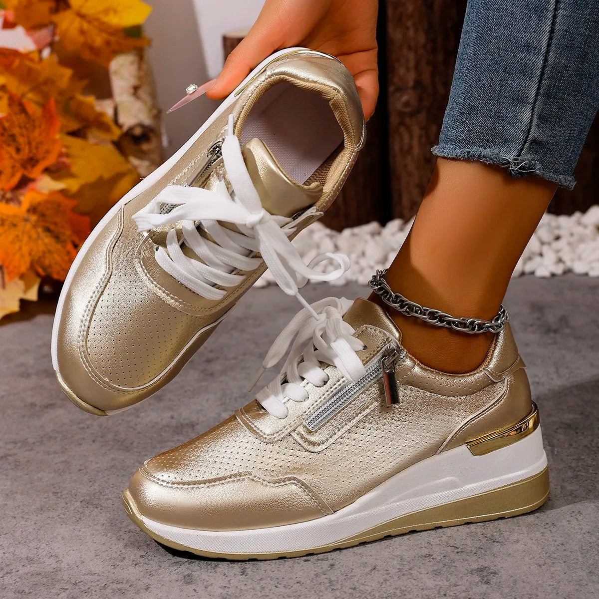 Brand Designer sneakers 2025 New Women Casual Shoes Height Increasing Sport Wedge Shoes Air Cushion Comfortable Sneakers