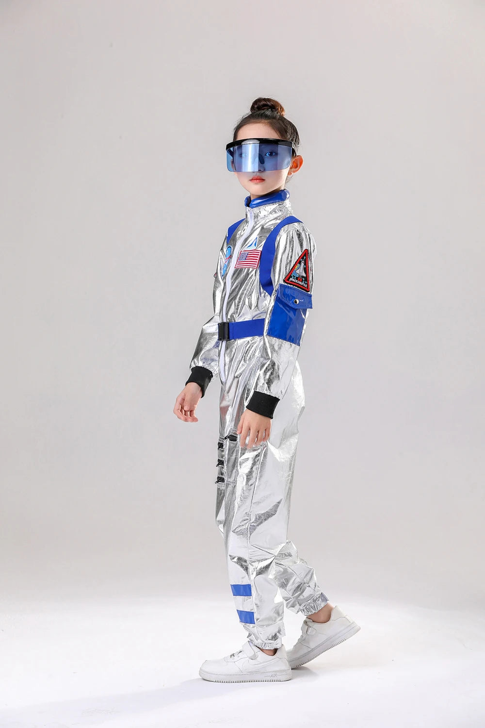 Astronaut Costume Kids Astronaut Silver Jumpsuit Space Themed Party Dress Up Boys Girls Spaceman Cosplay Children Space Suit
