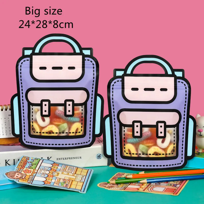 LBSISI Life,Backpack Plastic Bags For Candy Chocolate Cookie Nougat Biscuit Packing Gift Zipper Bags For Children Day,50pcs